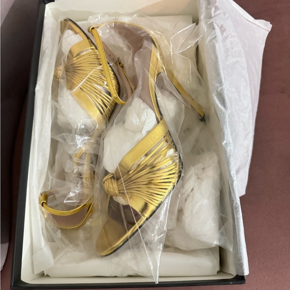 GUCCI Women’s Crawford Metallic Leather Sandals - Picture 2 of 6